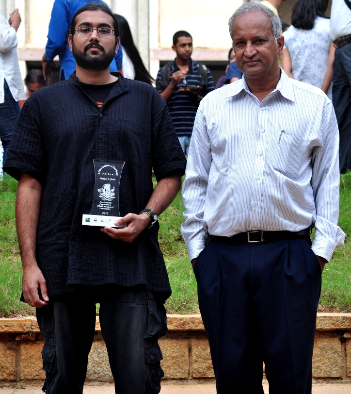 Aditya Joshi, recipient of the Karanth - Getty Award and Dr Ullas Karanth