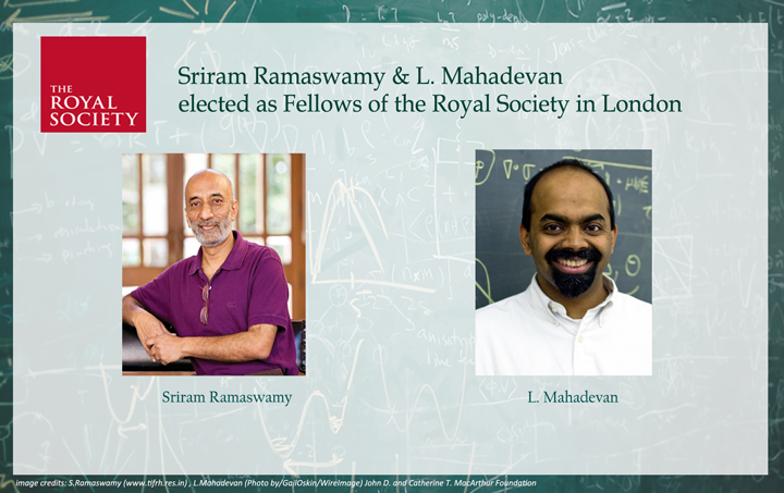 Sriram Ramaswamy and L. Mahadevan elected as Fellows of the Royal Society in London