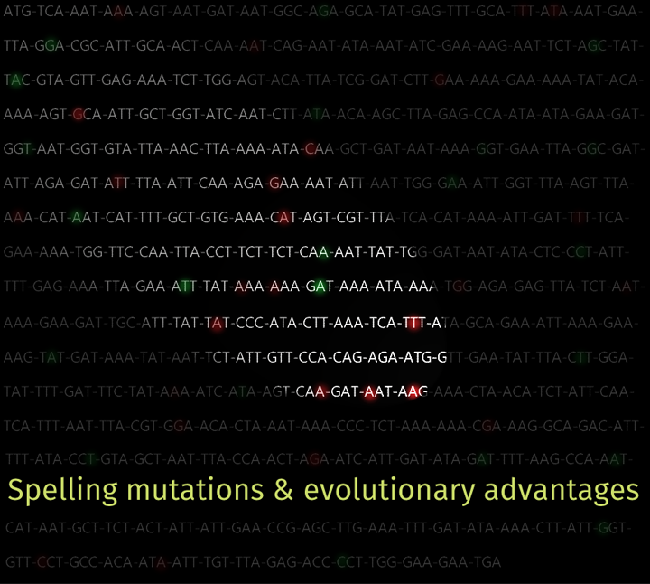 Spelling mutations and evolutionary advantages