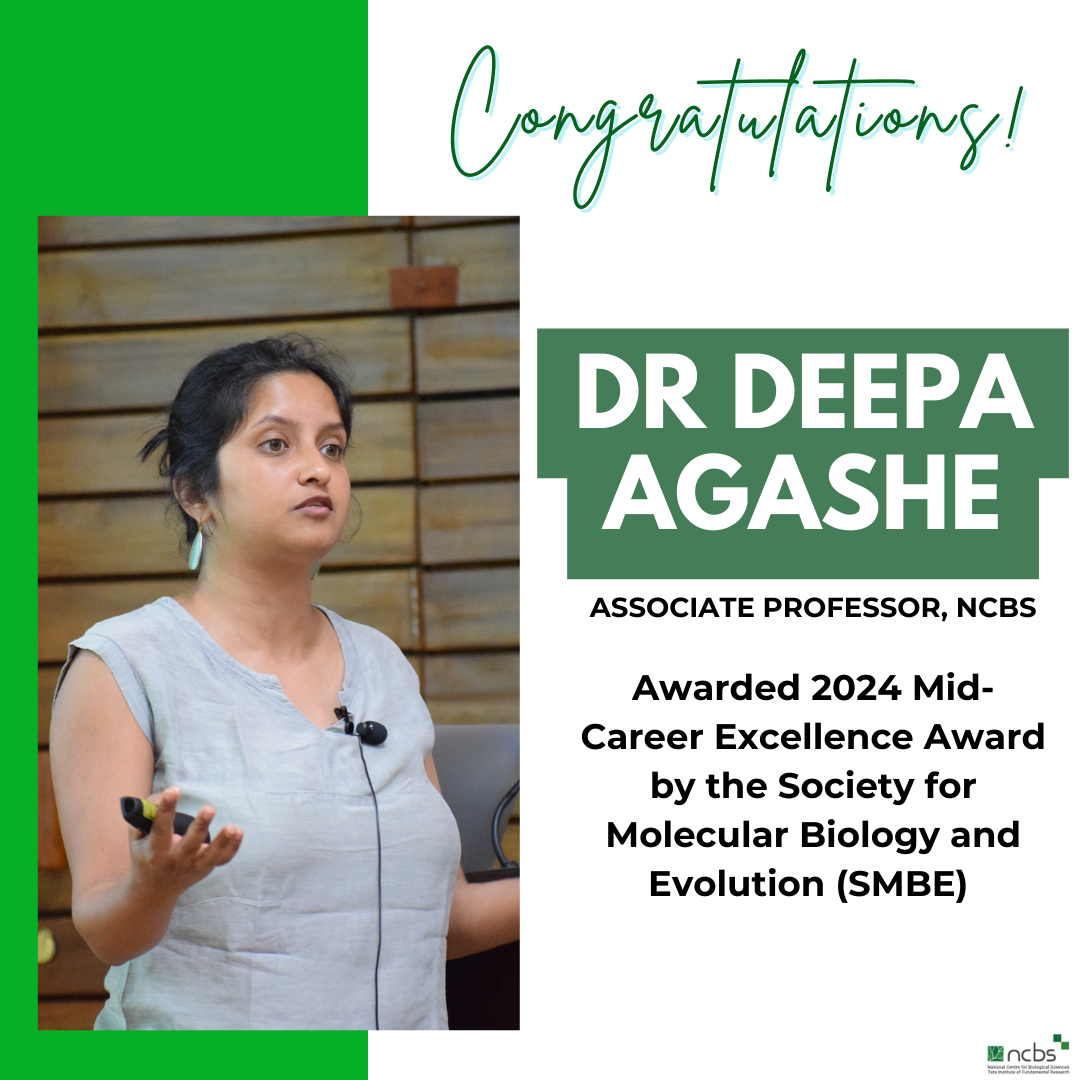 Dr Deepa Agashe is the recipient of the 2024 Mid-Career Excellence Award by the Society for Molecular Biology and Evolution 