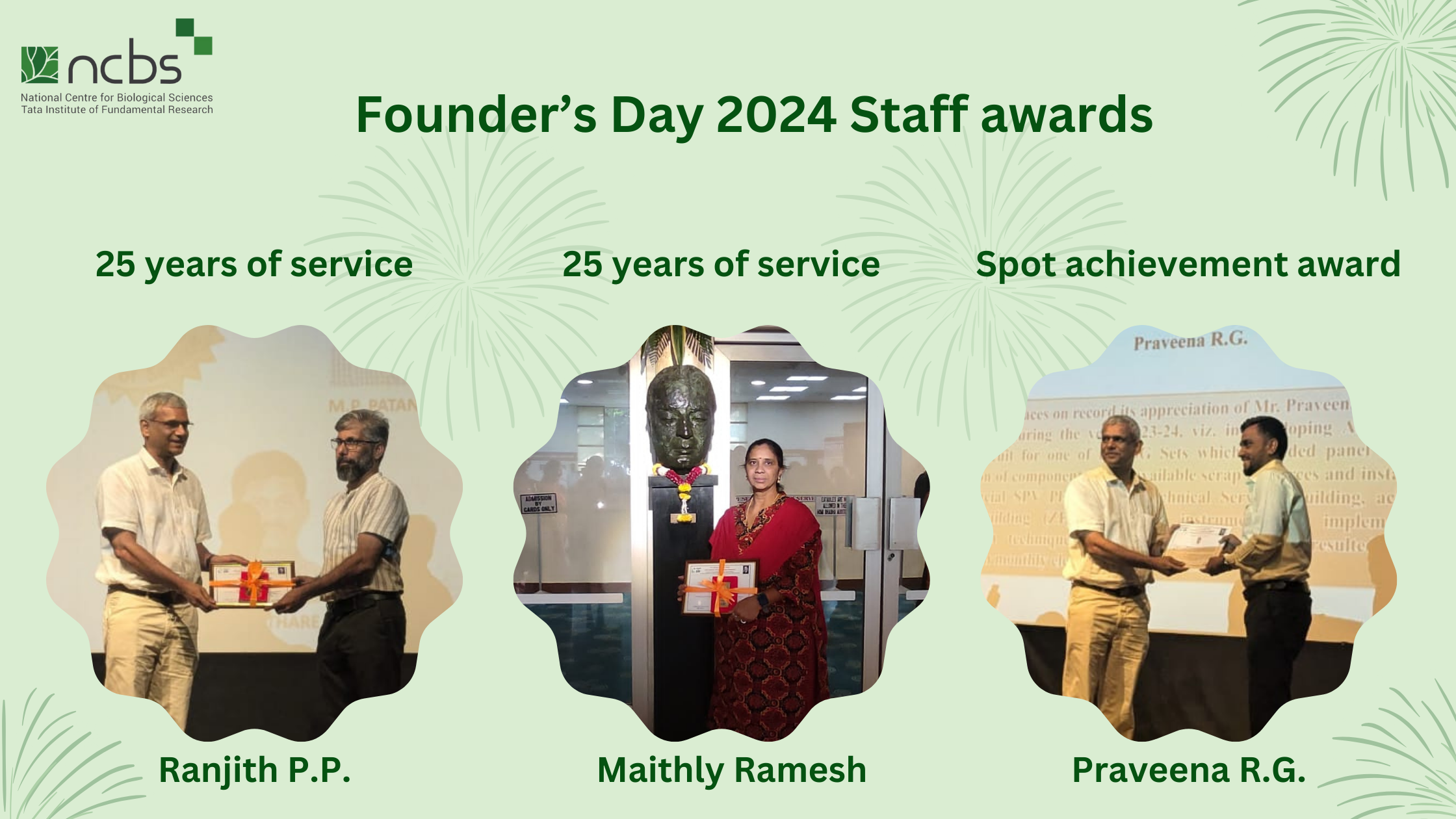 NCBS Staff Shine at Founders’ Day 2024