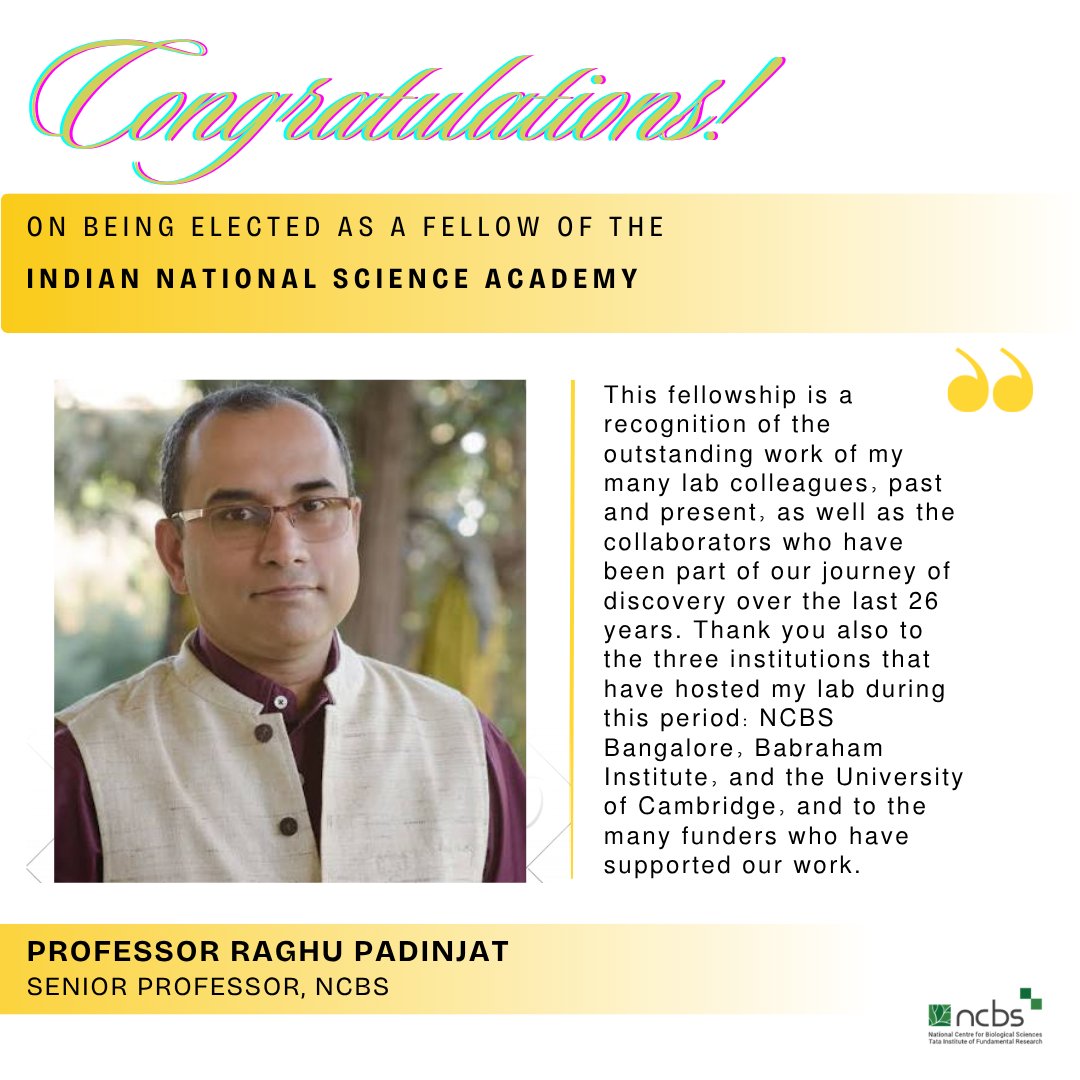 Prof. Raghu Padinjat elected as a Fellow of the Indian National Science Academy