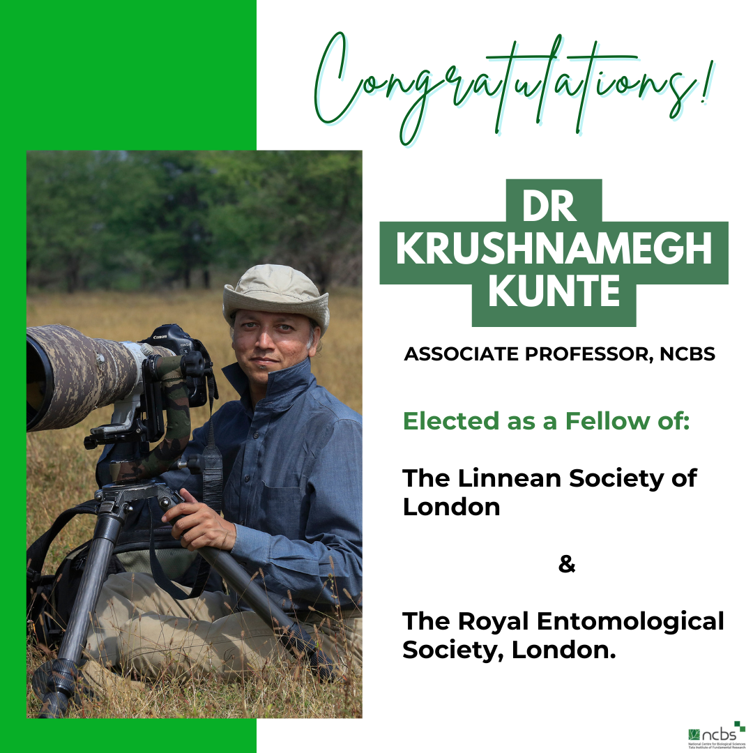 Dr Krushnamegh Kunte elected as fellow of the Linnean Society of London, and the Royal Entomological Society (London).