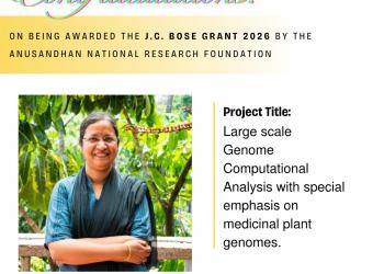 Prof. R. Sowdhamini awarded the 2026 J.C. Bose Grant by ANRF