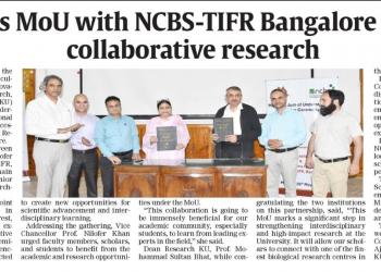 NCBS signs MoU with University of Kashmir for research collaboration