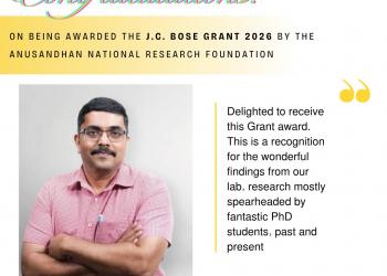 Prof. P.V. Shivaprasad awarded the 2026 J.C. Bose Grant by ANRF