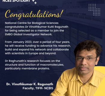 Dr Vinothkumar K Ragunath gets selected as a member to join the EMBO Global Investigator Network