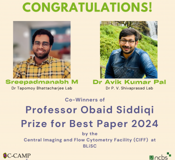 Sreepadmanabh M and Avik Kumar Pal are co-winners of the "Professor Obaid Siddiqi Best Paper Award 2024"