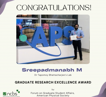 Sreepadmanabh M. wins Graduate Research Excellence Award by American Physical Society