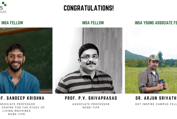 PROF SANDEEP KRISHNA AND PROF P.V. SHIVAPRASAD ELECTED AS INSA FELLOW AND DR ARJUN SRIVATHSA AS INSA ASSOCIATE FELLOW