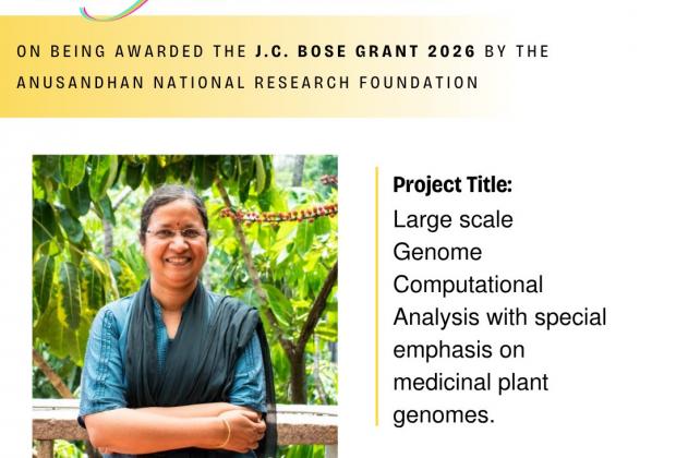 Prof. R. Sowdhamini awarded the 2026 J.C. Bose Grant by ANRF