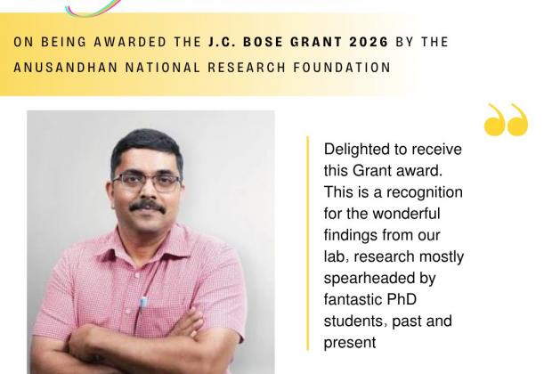 Prof. P.V. Shivaprasad awarded the 2026 J.C. Bose Grant by ANRF