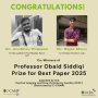 Anubhav Prakash and Rajat Mann are co-winners of the "Professor Obaid Siddiqi Best Paper Award 2025