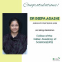 Dr Deepa Agashe elected as a Fellow of the Indian Academy of Sciences (IAS)