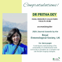 Dr Pritha Dey wins 2024 Journal Awards by Royal Entomological Society, UK